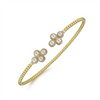 Gabriel & Co. Fashion 14K Yellow Gold Pearl Bujukan Open Bangle