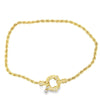 Yellow 14 Karat Milgrain 2.35mm Rope Chain Bracelet with Mariner Clasp