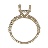 Lady's Yellow 14 Karat Alternating Band With Hidden Halo Semi-Mount Ri