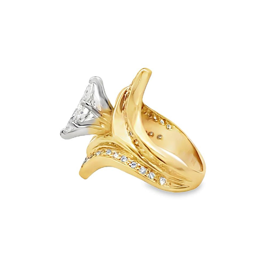 Double Chevron Marquise Diamond Engagement Ring