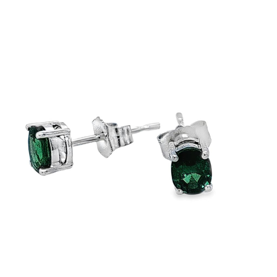 Lady's White 14 Karat 4 Prong Basket Stud Earrings 2 = 0.87TWT Oval Ts