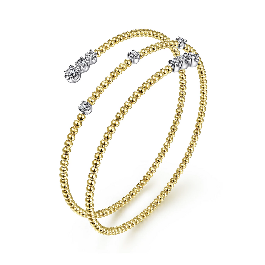 Gabriel & Co. Fashion 14K White-Yellow Gold Diamond Wrap Bangle