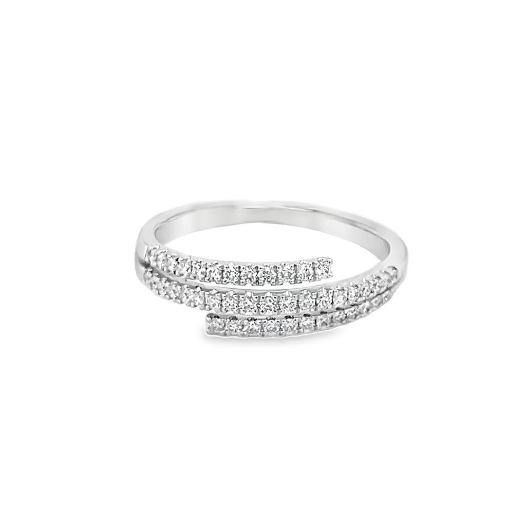 Nelson Lady's White 18 Karat 3 Row Diamond Bypass Wedding/Anniversary Ring