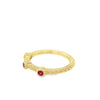 Yellow 14 Karat Judith Ripka Textured Ruby Band Estate Jewelry Size 7 3=0.09tw Round Rubys Gram Weight: 3.3