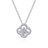 Gabriel & Co. Fashion 18 inch 14K White Gold Open Clover Diamond Pendant Necklace