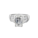 Emerald Cut Diamond and Baguette Engagement Ring