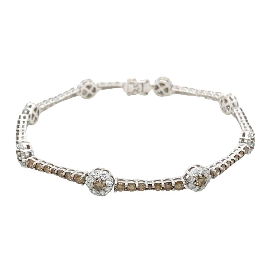 LeVian Brown and White Halo Diamond Bracelet