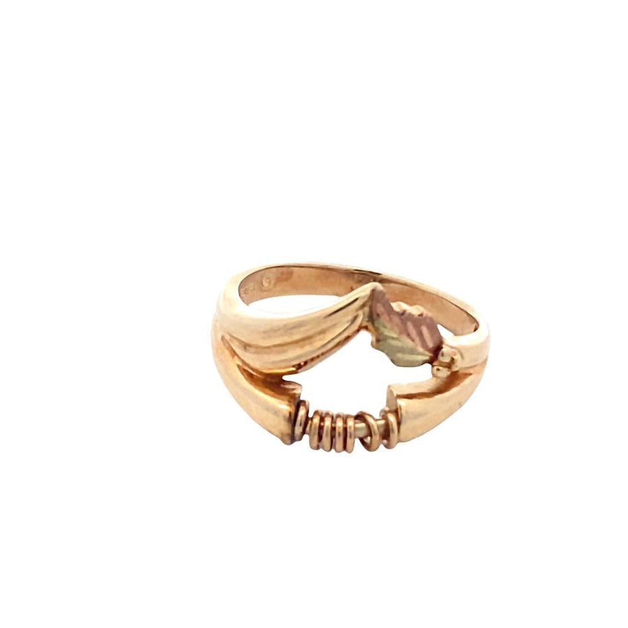 Tri-Color 10 Karat Black Hills Gold Leaf w/ Spinning "O" Rings Estate