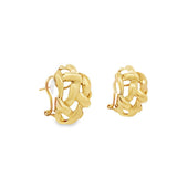 Yellow 14 Karat 16X22mm Weaved Earrings w/ Omega Backs Estate Jewelry