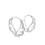 Lady's White 18 Karat Wing Hinged Hoops Earrings 44 = 0.30tw Round G/H