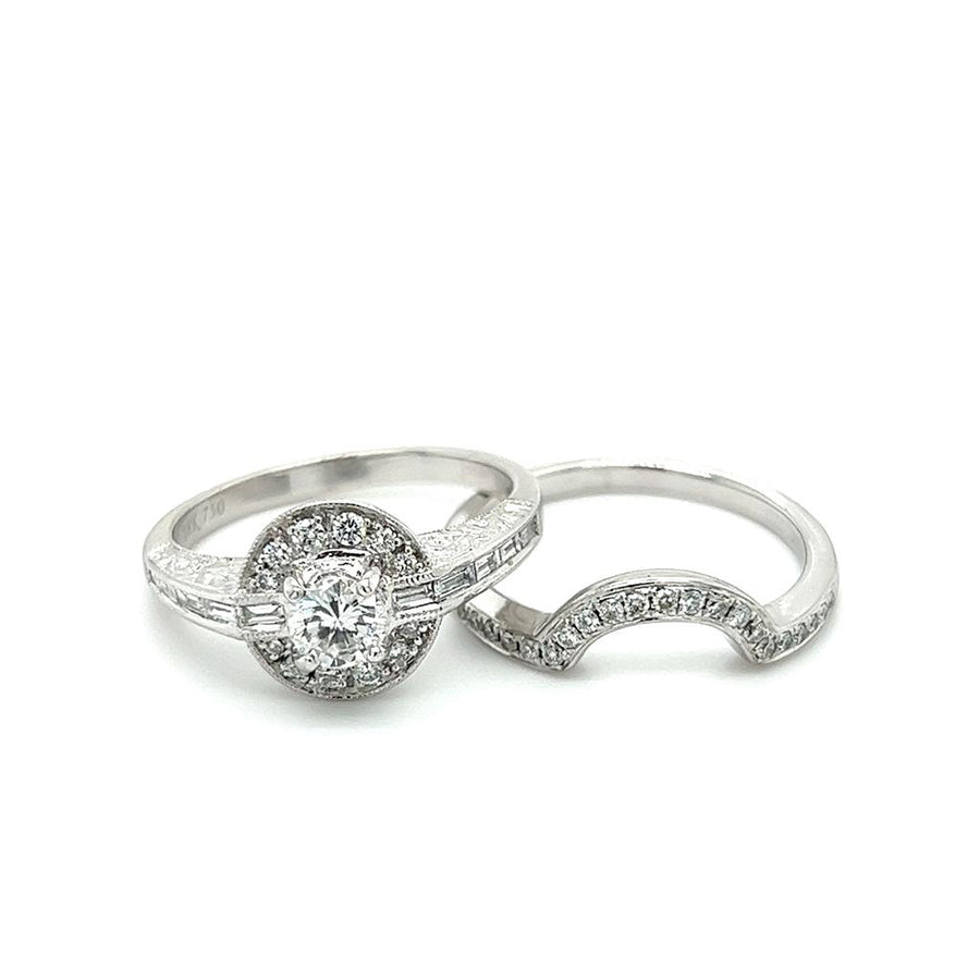 White 18 Karat Vintage style halo Ring