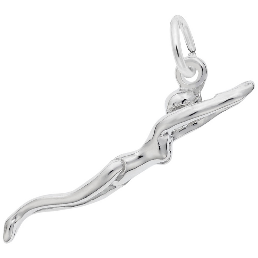 Rembrandt Charms Diving Female Swimmer Charm Sterling Silver