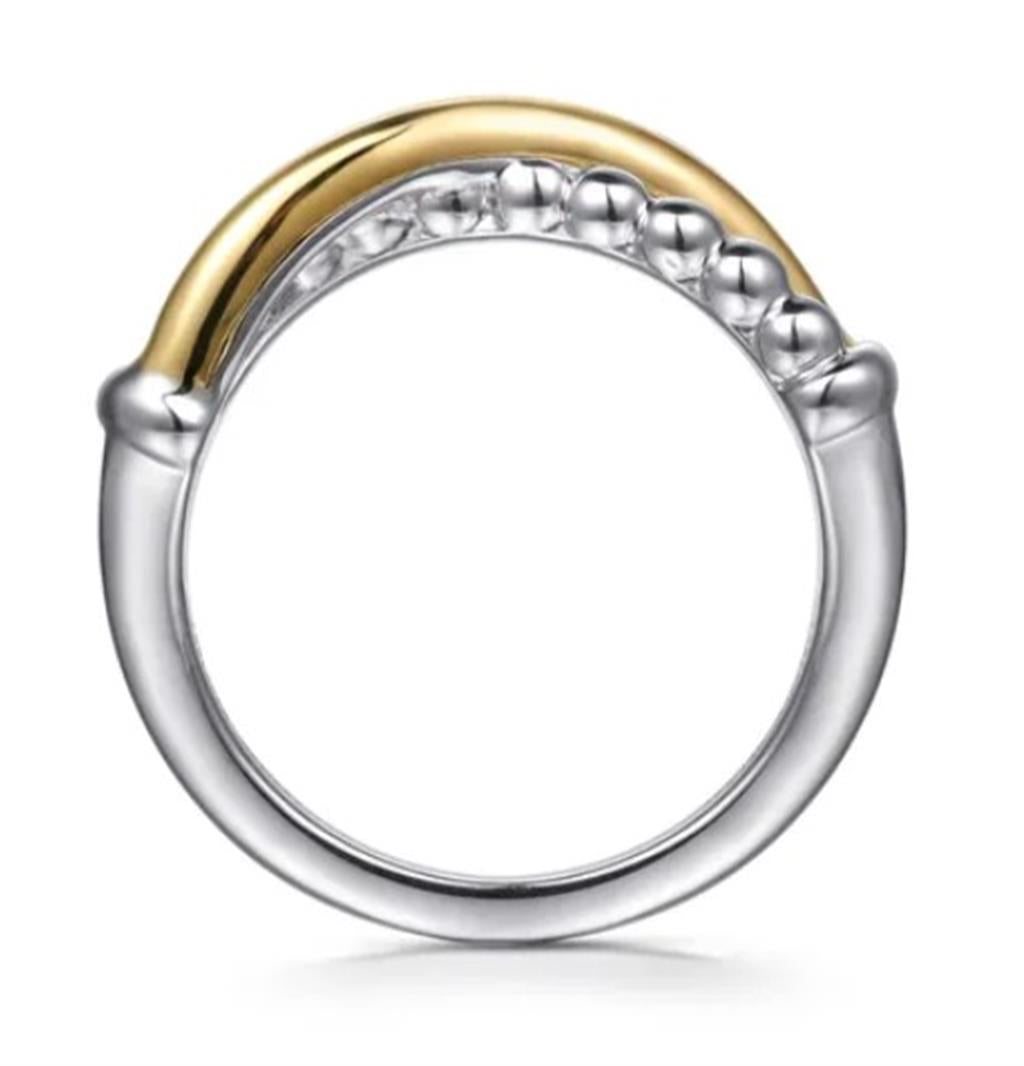 Two-Tone Silver/14K Bujukan Criss Cross Ring Size 6.5 Designer: Gabrie