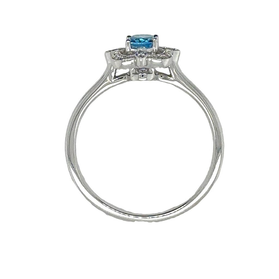Blue Topaz 14 Karat White Fashion Ring