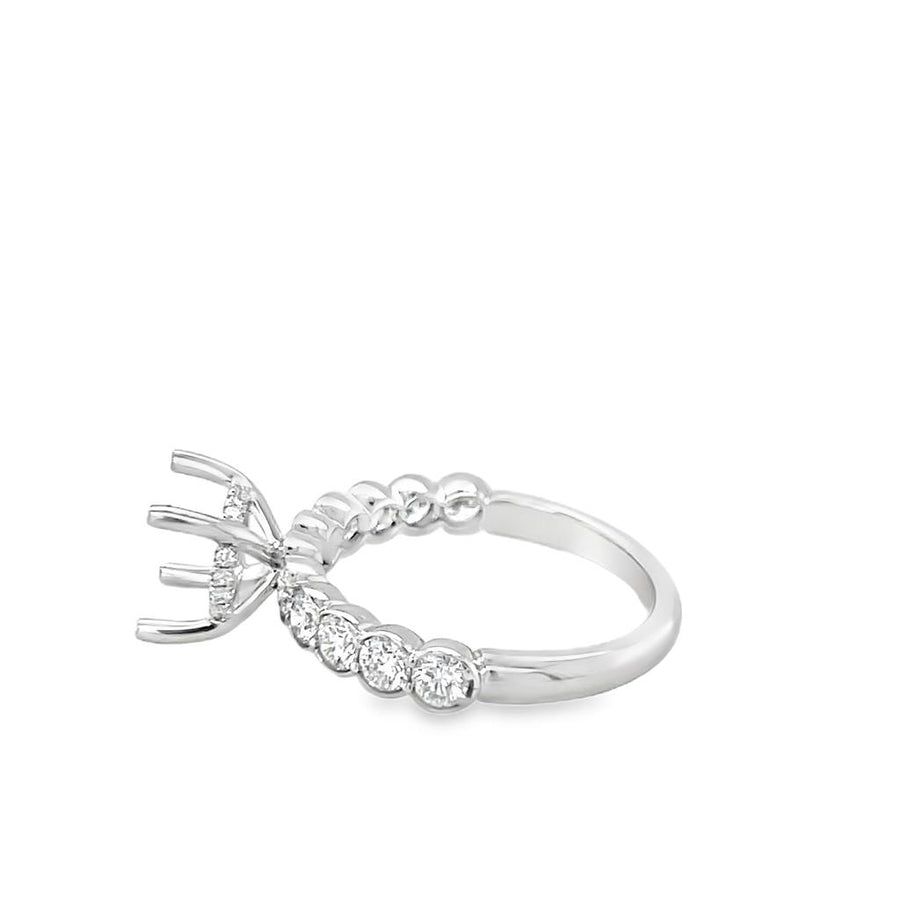 Lady's White 18 Karat Hidden Halo Bezel Shank Ring Size 6.75 26 = 0.96