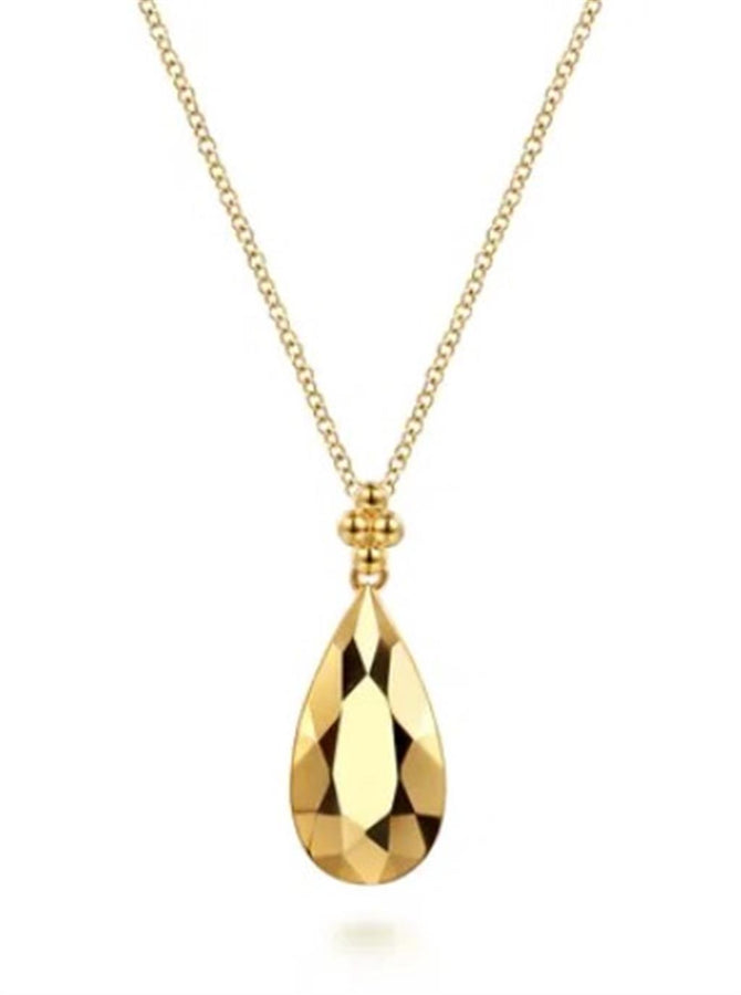 Yellow 14 Karat Bujukan Teardrop Texture Pendant Gold Necklaces Length