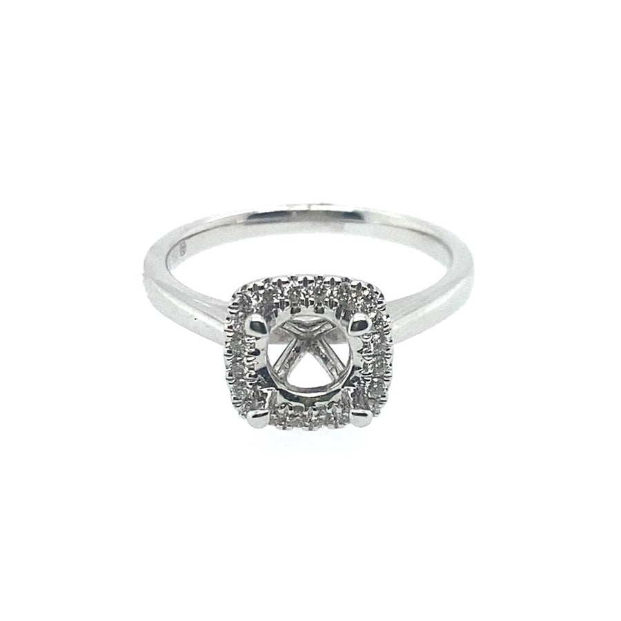 Lady's White 18 Karat Halo Ring