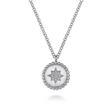 Gabriel & Co. Fashion Sterling Silver Round Star Pendant Necklace