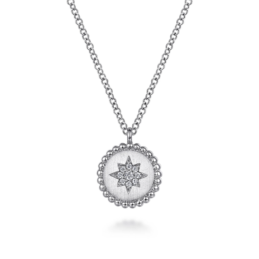 Gabriel & Co. Fashion Sterling Silver Round Star Pendant Necklace