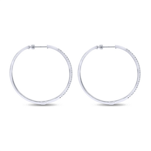 Gabriel & Co. Fashion 14K White Gold 40mm Round Classic Diamond Hoop Earrings