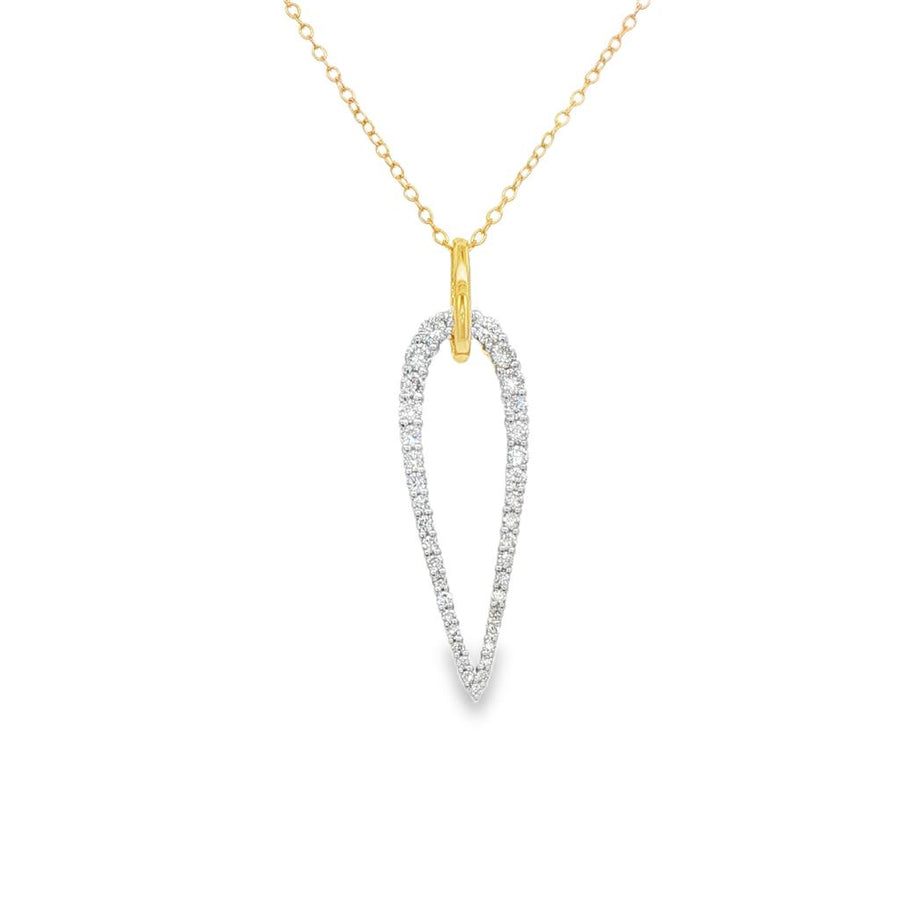 Lady's Two-Tone 14 Karat Teardrop Prong-Set Pendant Necklace Length 18