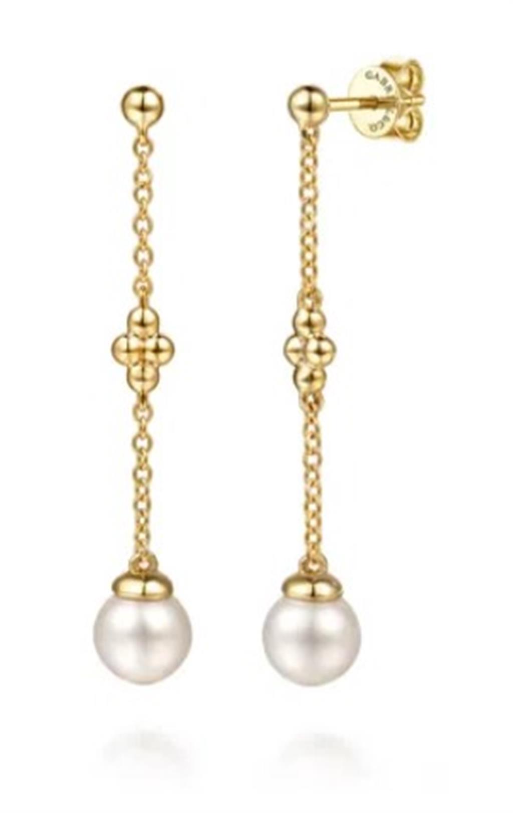 Lady's Yellow 14 Karat Clover Bujukan Stud Drop Earrings 2 = 0.65tw Fr