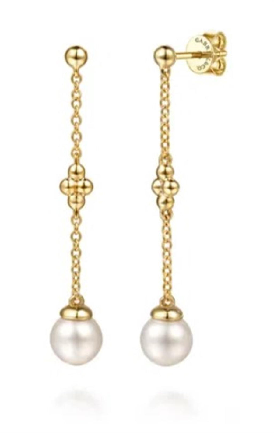 Lady's Yellow 14 Karat Clover Bujukan Stud Drop Earrings 2 = 0.65tw Fr