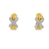 Three Row Cable Diamond "X" Clip on Earrings