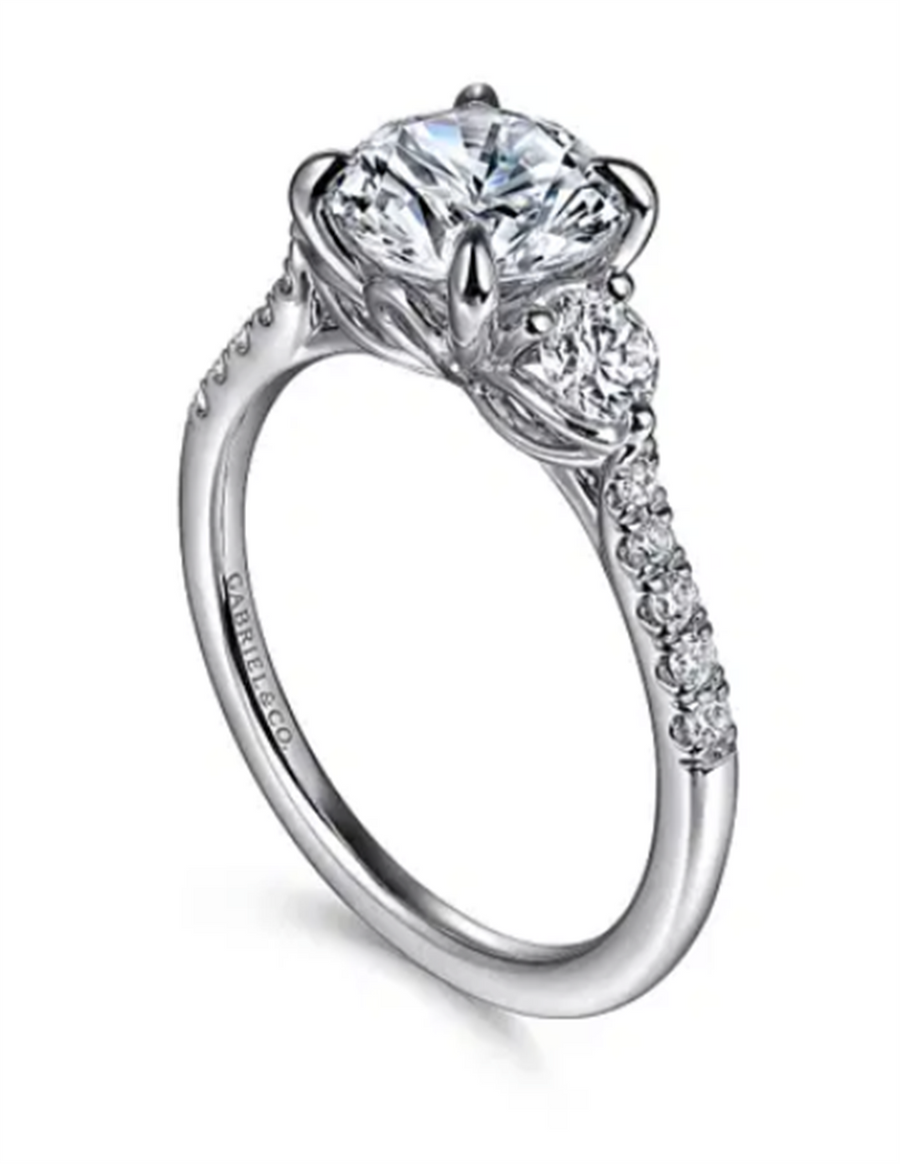 Gabriel & Co. 3 Stone Lotus Engagement Ring Mounting