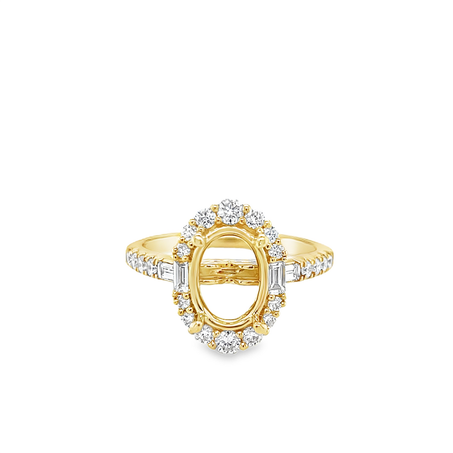 Lady's Yellow 18 Karat Halo Ring Size 7 4 = 0.19tw Baguette G/H VS2/SI