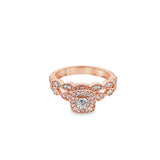 Rosé 14 Karat Milgrain Bridal Set Estate Jewelry Size 7 With One = 0.1