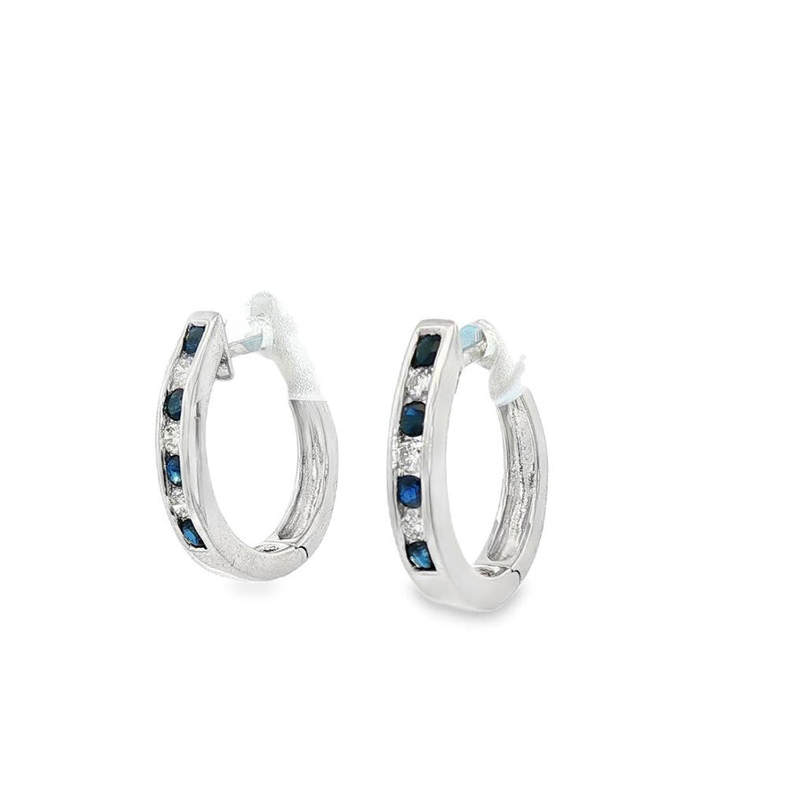 Diamond And Sapphire Hoop Earrings