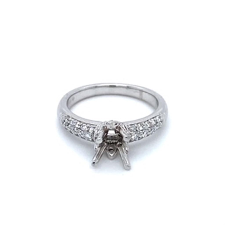 Platinum Milgrain Crown Pave Ring