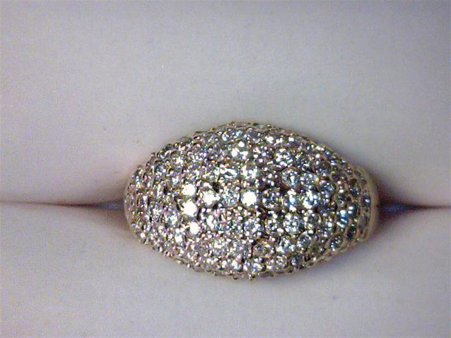 Lady's Yellow 14 Karat Pave Dome Fashion Ring With = 1.00TW Round Diam
