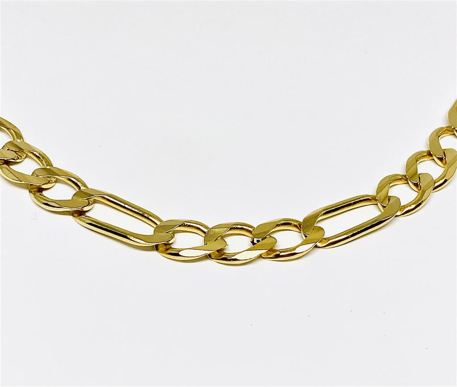 Yellow Polished 14 Karat 7.9Mm Figaro Chain Necklace Estate Jewelry Length 22 
Gram Weight: 45.1