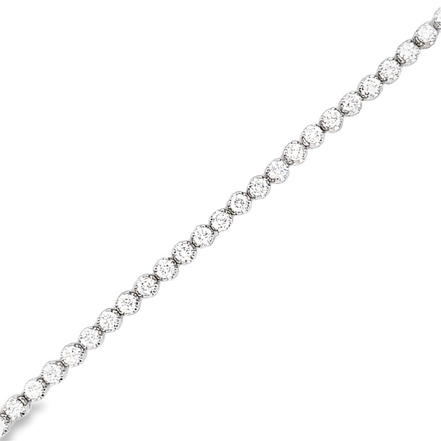 Lady's White 14 Karat Tennis Bracelet Length 7 With 62 = 1.98Twt Round