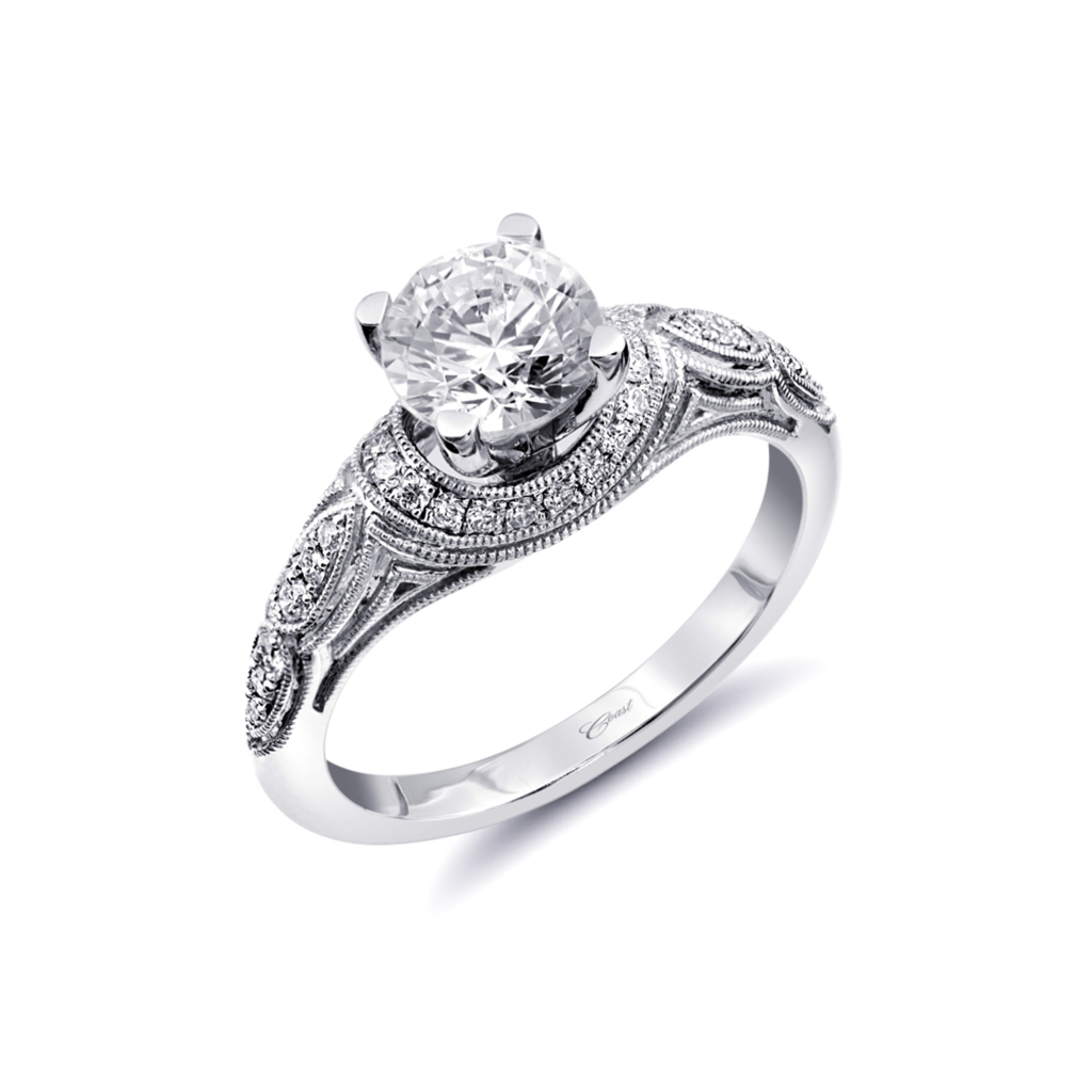Coast Diamond Fine Pave' Vintage Style Engagement Ring