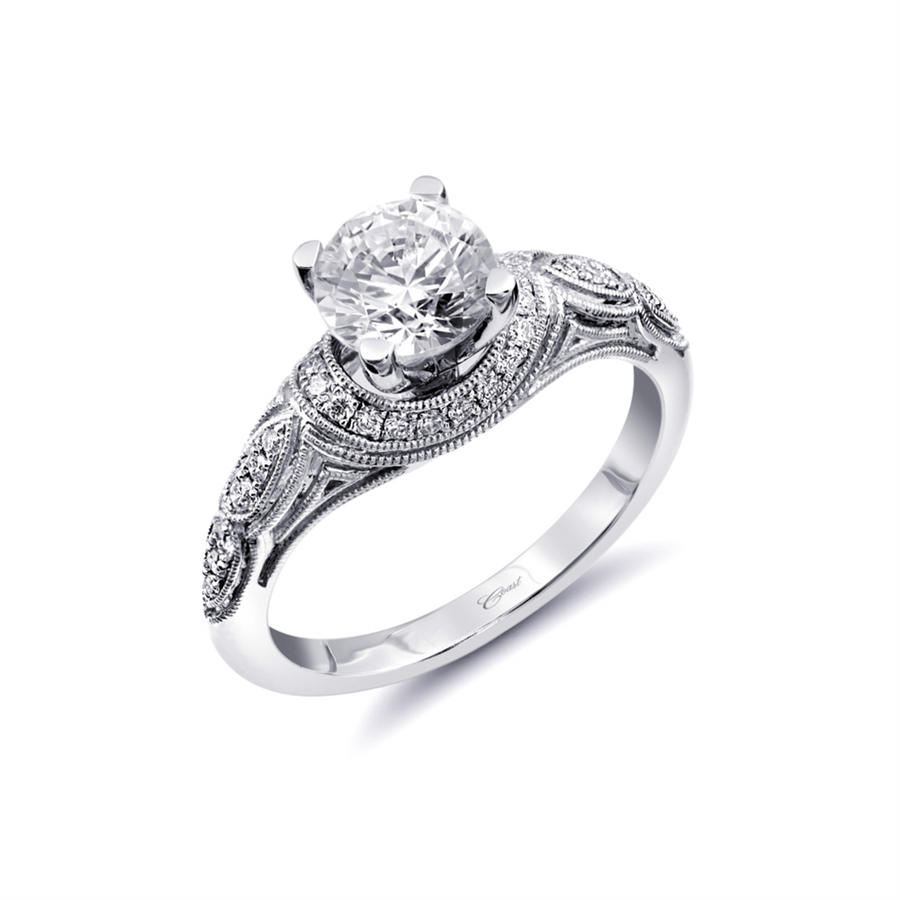 Coast Diamond Milgrain Pave Diamond Vintage Ring Mountung
