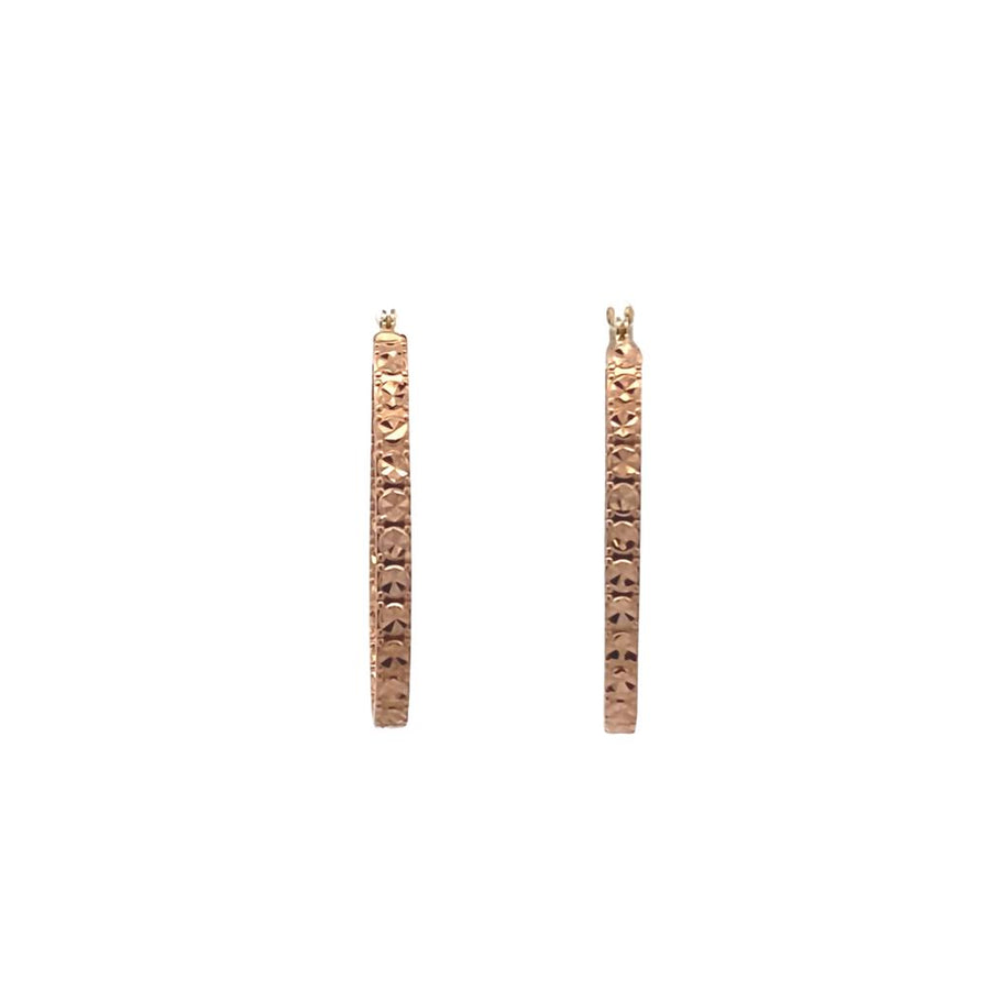 Two-Tone 14 Karat 2.50X30.40mm Laser Cut Oval Hoops Estate Jewelry Gra