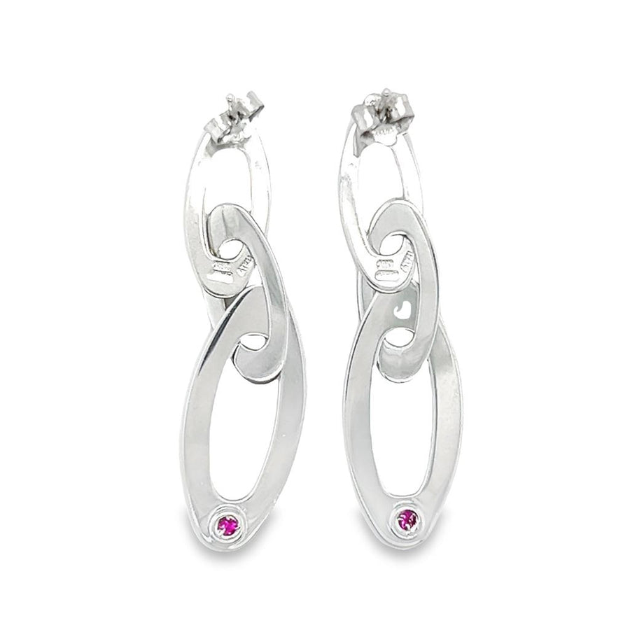White 18 Karat Roberto Coin Chic and Shine Oval Link Dangle Earrings