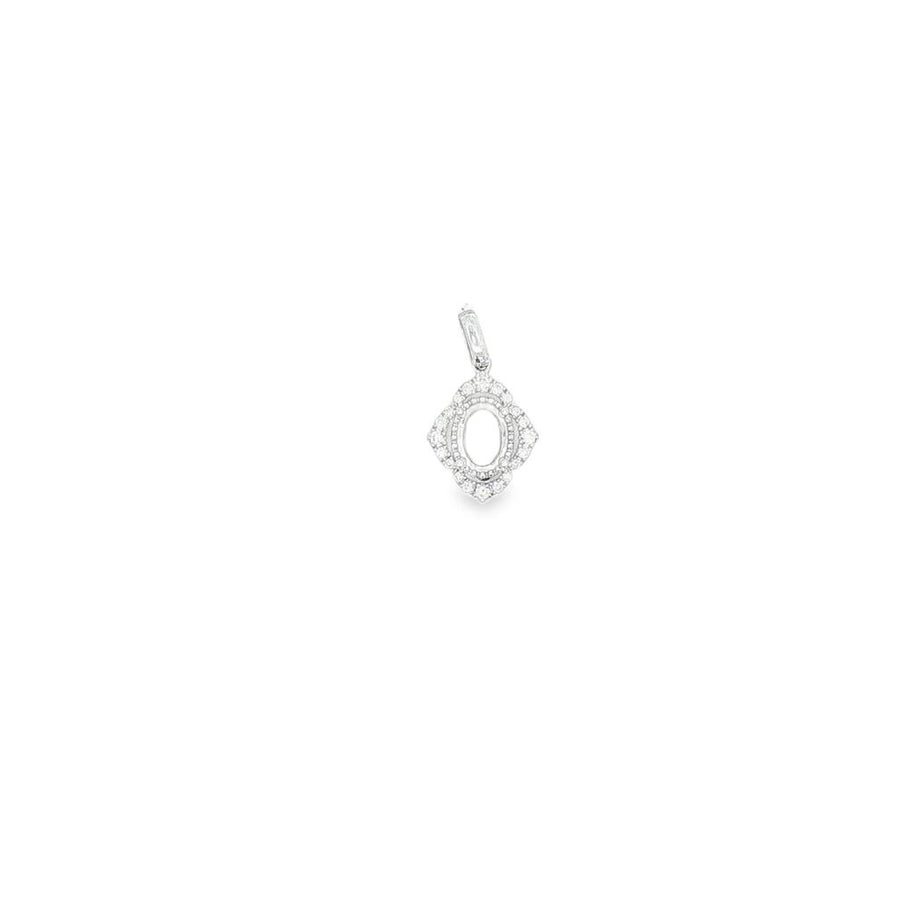 Lady's White 14 Karat Floral Accented Halo Semi-Mount Pendant 20 = 0.1