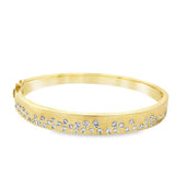Lady's Yellow 14 Karat Satin Burnished Scattered Bangle Bracelet Lengt