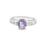 Oval Lavender Spinel and Baguette Diamond Ring