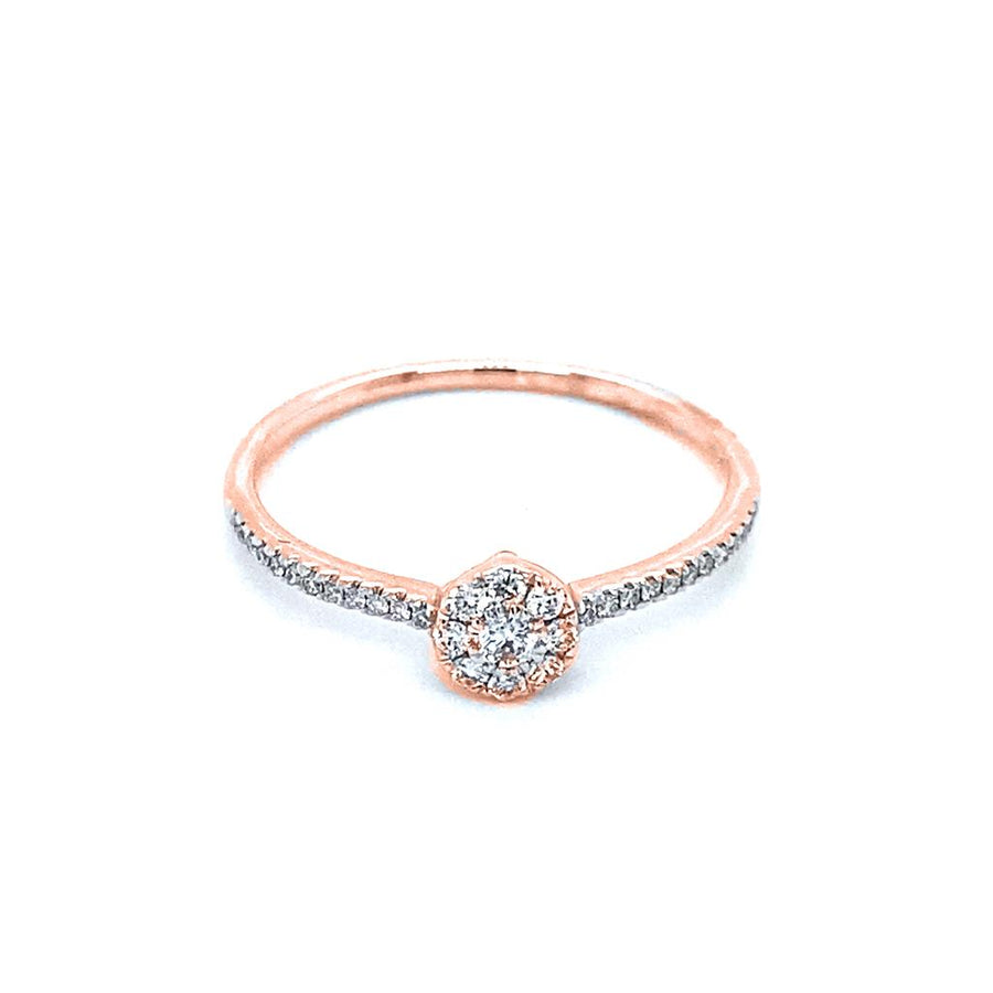 Lady's Rosé 14 Karat Cluster Halo Engagement Ring With 33 = 0.17Tw Rou