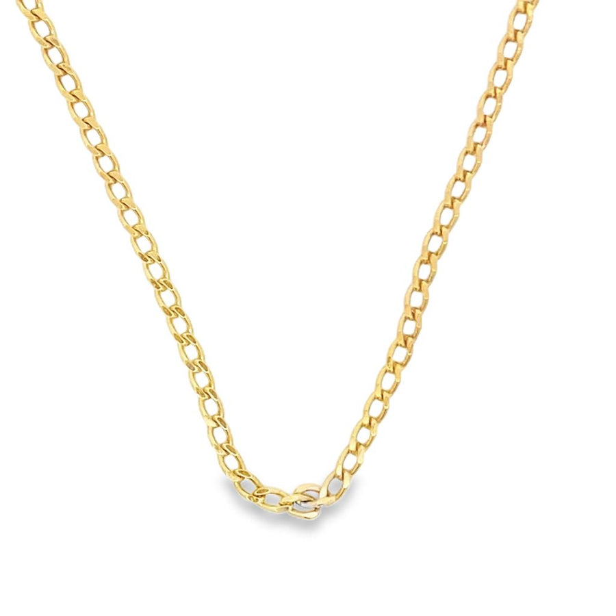 Yellow 18 Karat Diamond Cut 2.3mm Curb Chain Estate Jewelry Length 22 Gram Weight: 9.3