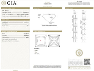 1.01CT H/SI1 GIA Princess Cut Diamond Estate Jewelry one = 1.01ct Prin