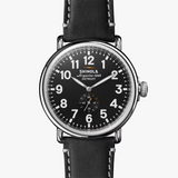 The Runwell Watch with Black Face and Black Leather Strap