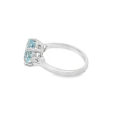 Estate 3 Stone Aquamarine and Diamond Ring