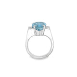 Estate Split Shank Diamond and Aquamrine Ring